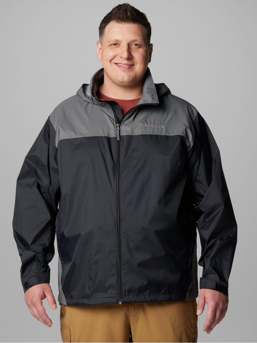 6X Columbia Glennaker Lake II Hooded Rain Jacket Men's Two-Tone Gray